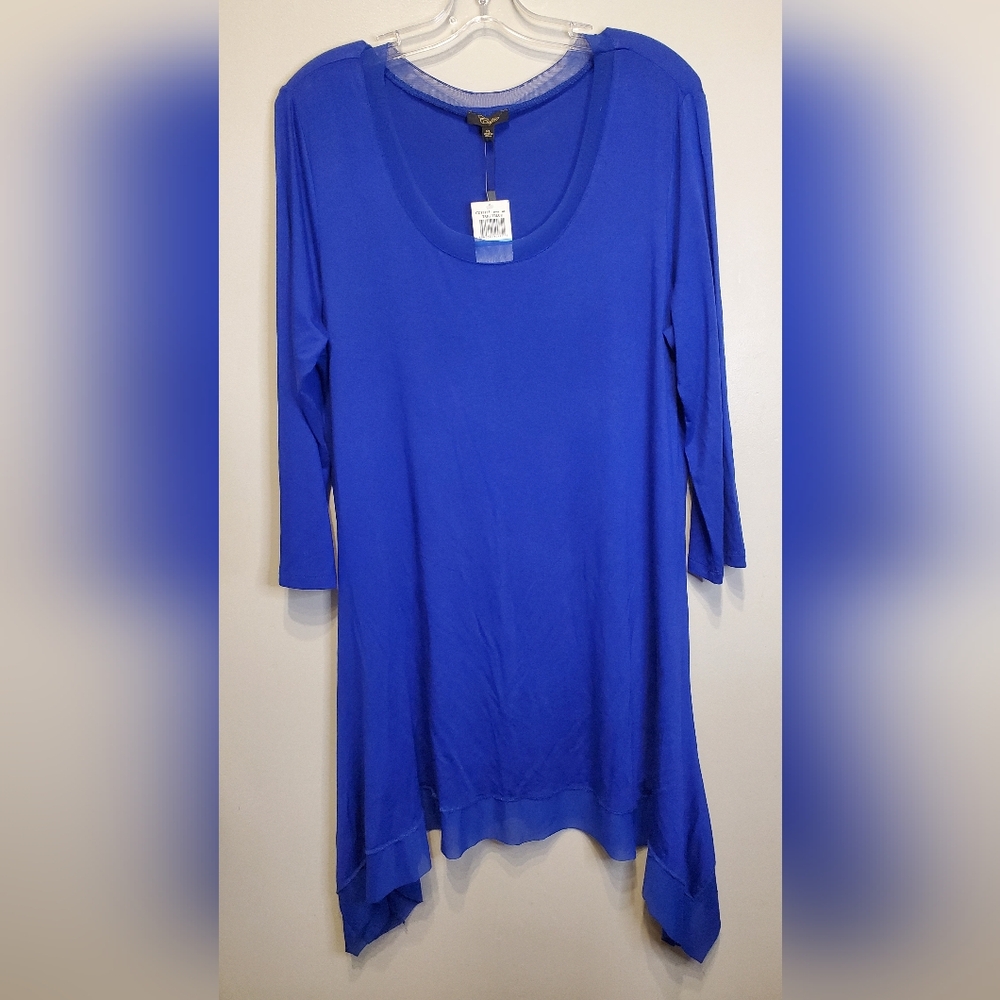 211. NWT - Cupio Royal Blue Asymmetrical Tunic Top